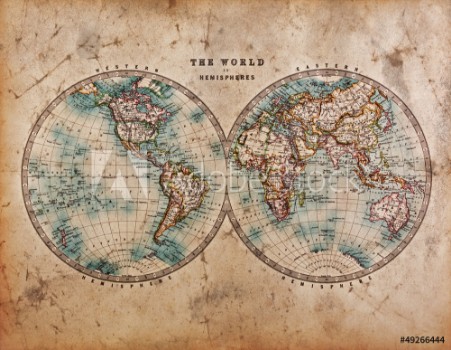 Bild på Old World Map in Hemispheres